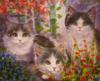 Схема вышивки «Портрет трёх котят в цветах»