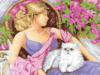 Схема вышивки «Девушка и кошка»