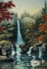 Пейзаж с водопадом и лебедями: оригинал