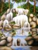 Схема вышивки «Пейзаж с лесным водопадом»