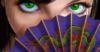 Схема вышивки «Зелёные глаза и веер с драконом»