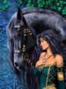 Схема вышивки «Девушка и чёрный конь»
