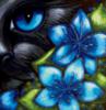 Схема вышивки «Котик с синими цветами»