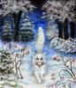 Схема вышивки «Белый кот в зимнем лесу»