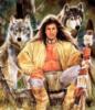 Схема вышивки «Индеец и волки»
