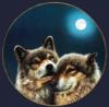 Схема вышивки «Два волка и луна на чёрном»