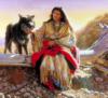 Схема вышивки «Индейская девушка и пёс»