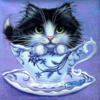 Схема вышивки «Котенок в голубой чашке»