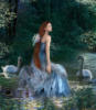 Схема вышивки «Девушка и лебеди»