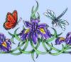 Схема вышивки «Орнамент - ирисы и бабочка »