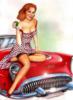 Схема вышивки «Ретро девушка и ретро авто»