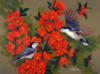 Схема вышивки «Птицы на красных цветах»