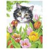 Схема вышивки «Кот и тюльпаны»