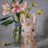 Схема вышивки «Кролик и цветы»