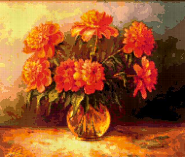 , цветы, картина, природа, букет, ваза