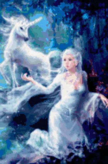 &6183, девушка, красотка, фентези, единорог