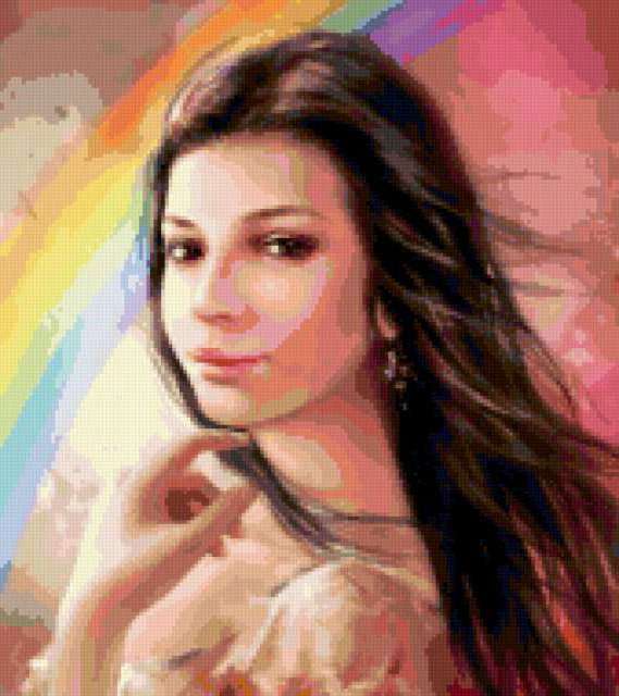 &6186, девушка, красотка, фентези, радуга