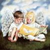 Схема вышивки «Ангелы за чтением»