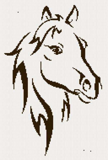 Схема вышивки крестом Белая лошадь с жеребенком