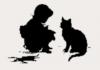 Схема вышивки «Девочка играет с котом»