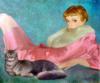 Схема вышивки «Девушка и кошка»