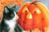 Схема вышивки «Кот и Хэллоуин»