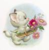 Схема вышивки «Котенок с цветами»