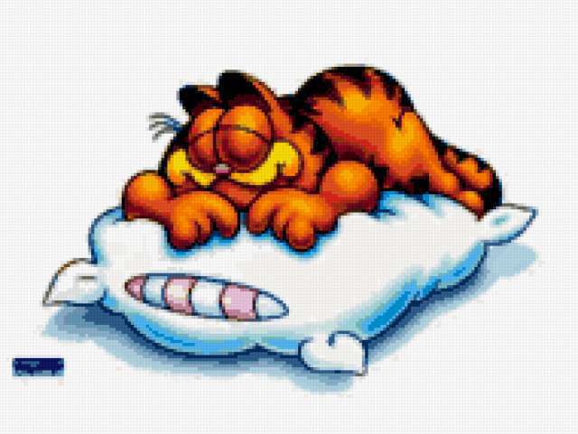 Гарфилд, кот, подушка, гарфилд, мультик