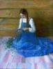 Схема вышивки «Девушка плетёт васельковыйвенок»