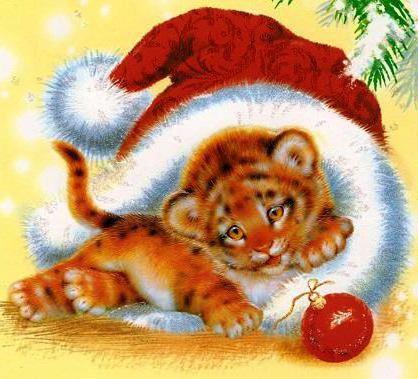Новогодний тигрёнок в детскую, детям, в детскую, животные, хищные, звери, тигрёнок, тигр