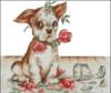 Схема вышивки «Пёсик и розы-Шкодник!»
