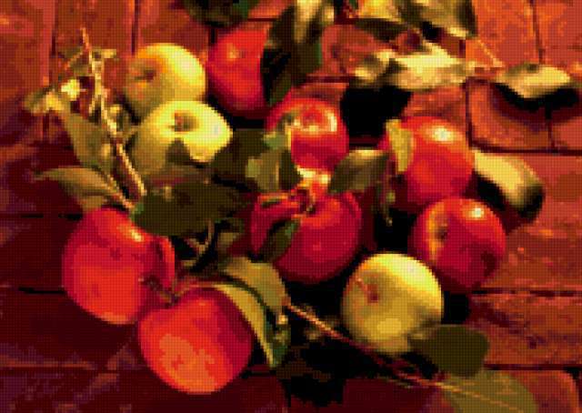 Яблоки на веранде, натюрморт, фрукты