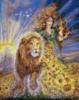 Схема вышивки «Девушка и лев»