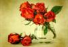 Схема вышивки «Красные розы в вазе с водой»