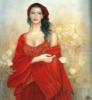 Схема вышивки «Дама в красном»