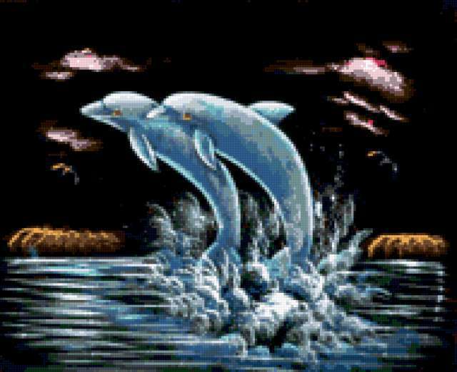 , живопись, искусство, картина, природа, животные, дельфин