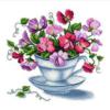 Схема вышивки «Цветики, цветочки в чашке»