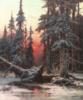 Зимний лес на закате: оригинал