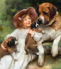 Схема вышивки «Девочка с собаками»