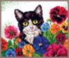 Схема вышивки «Кот в цветах»