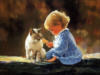 Схема вышивки «Ребенок играет с кошкой»