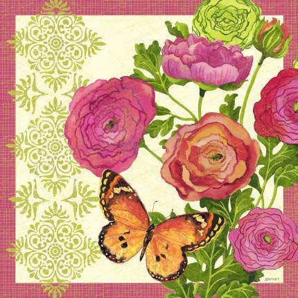 Бабочки и цветы, подушка, салфетка, розовые цветы, бабочка, узор