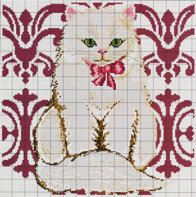 Схема вышивки подушки кошка панна