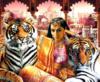 Схема вышивки «Индийская красавица и тигры»