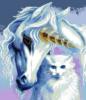 Схема вышивки «Единорог и белый кот»