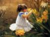 Схема вышивки «Маленькая девочка с цветочками)»